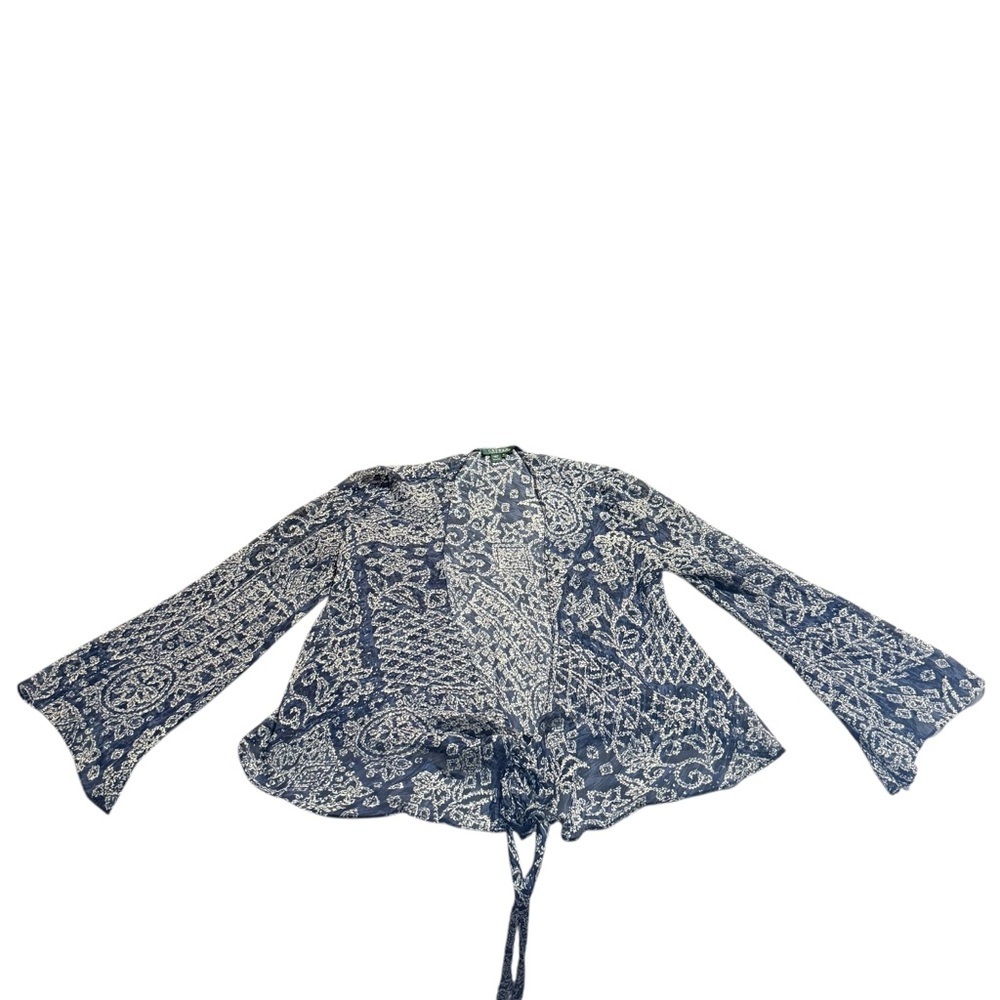 Ralph Lauren Large 12 Blue Silk Paisley 2 Piece Skirt Wedding Vacation Luxury - Picture 4 of 16
